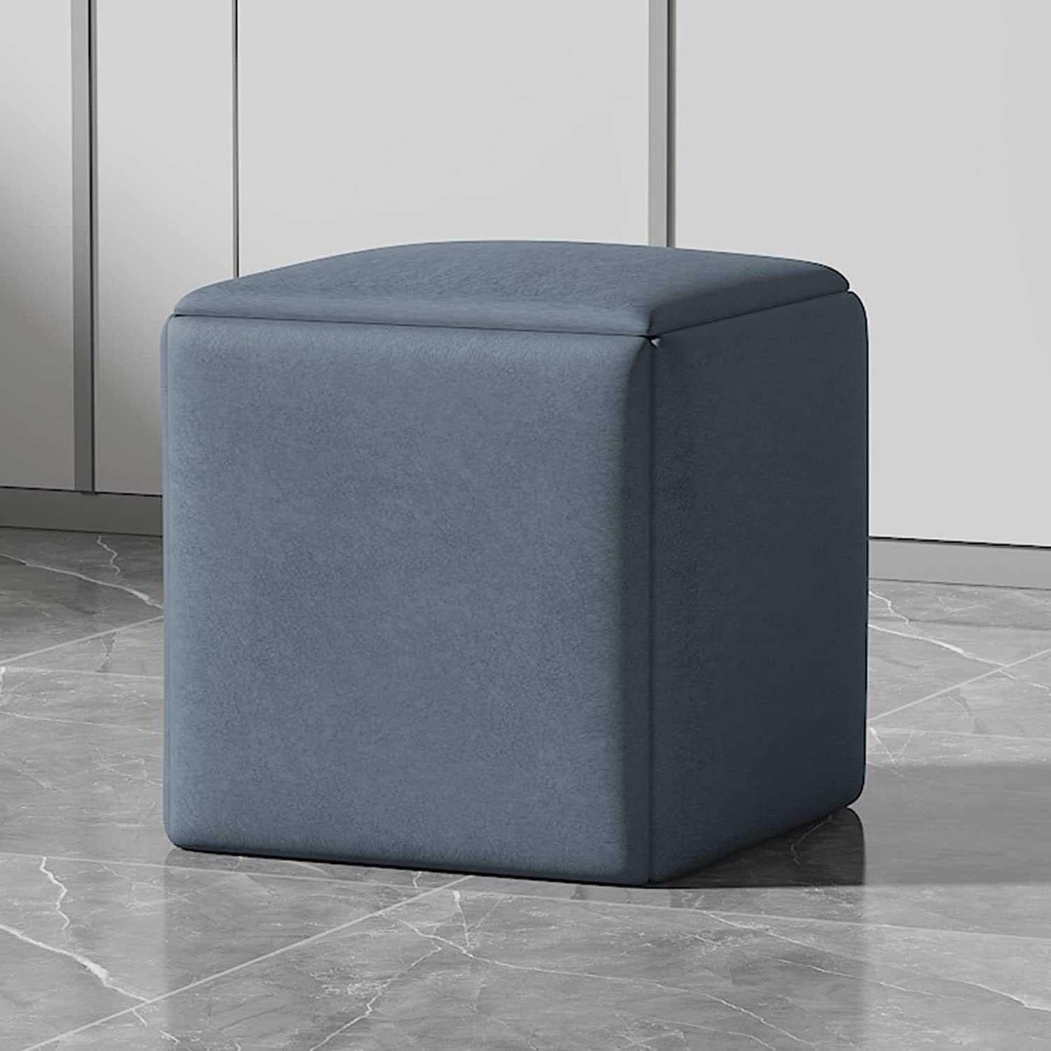 Verwandeln Sie Ihren Wohnraum mit dem vielseitigen 5-in-1 Cube Nesting Ottoman Sofa Chair – stapelbare Hocker mit Lenkrollen und quadratischem Fußhocker aus Stoff für Wohn-/Esszimmer, Dunkel