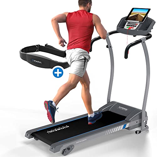 KINETIC SPORTS Laufband KST3100FX mit 1100 Watt leiser Elektromotor - Stufenlos bis 12 km/h, 12 Programme für GEH- und Lauftraining, Tablethalterung mit LCD-Display, max. Belastung 125 kg