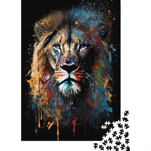 Puzzle für Erwachsene, 1000 Teile, Paintsplash Lion, Puzzles für Erwachsene, Teenager, Puzzles für Erwachsene, Lernspiel, Herausforderungsspielzeug, 75 x 50 cm