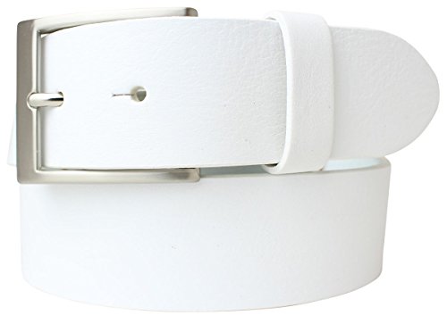 BELTINGER Hochwertiger Gürtel mit Edelstahl-Gürtelschnalle aus Vollrindleder 4 cm | Jeans-Gürtel für Damen Herren 40mm | Vollleder-Gürtel | Weiß 90cm