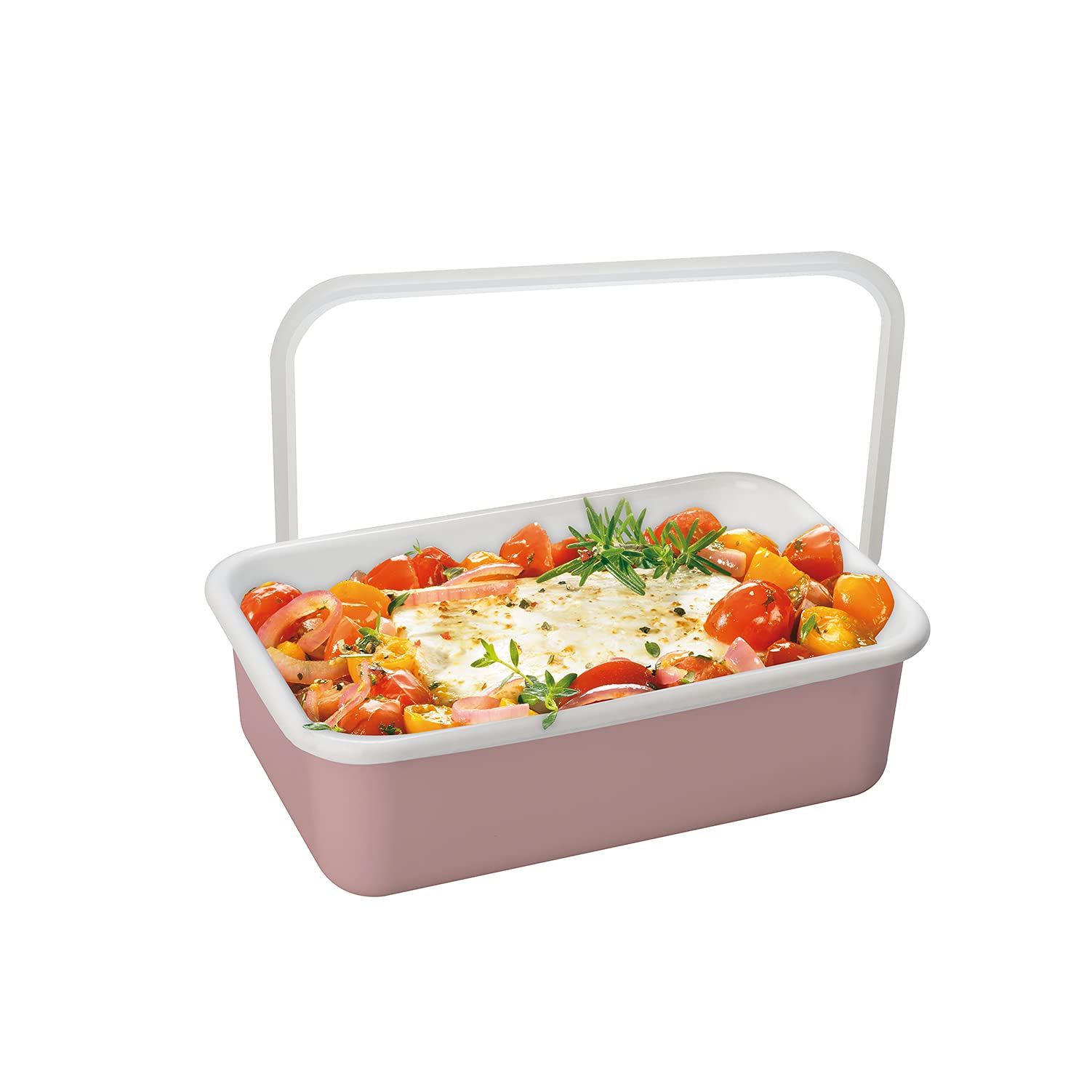 Honey Ware Color Line Frischhaltedose mit Deckel Emaille Rosa | M | 0,74 L | hitzebeständig bis 400°C | Meal Prep Boxen für alle Herdarten, Backofen und Grill geeignet | Aufbewahrungsbox mit Deckel