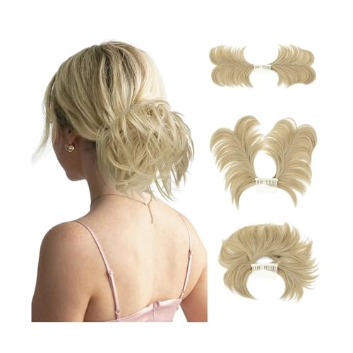 Haarteile Haarknoten Clip-In-Haarteile, Donut-Hochsteckfrisur, Kunsthaar-Dutt-Extensions, unordentliches lockiges Haar, Chignon, Haargummis, Haarteile for Frauen Brötchen Haare(24-613)