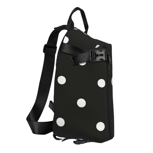 DENMER Ladybug Crossbody Rucksack, Umhängetasche, Wochenende Outdoor Wandern Rucksack, Scwharz und Weiß gepunktet, One size