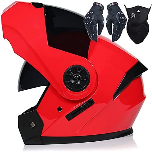 Motorradhelm Klapphelm Motorradabsturzmodulte Helm Für Erwachsene Männer Frauen,DOT/ECE Genehmigte Full Face Racing Motorrad Helm RollerHelm Mit Sonnenblende (Color : H, Größe : XL=61-62cm)