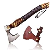 Handgefertigte Wikingeraxt Klinge aus Kohlenstoffstahl mit Eschenholzgriff Jagd Camping Outdoor Axt Beil Norse Axt Geburtstag Jahrestag Weihnachtsgeschenkartikel