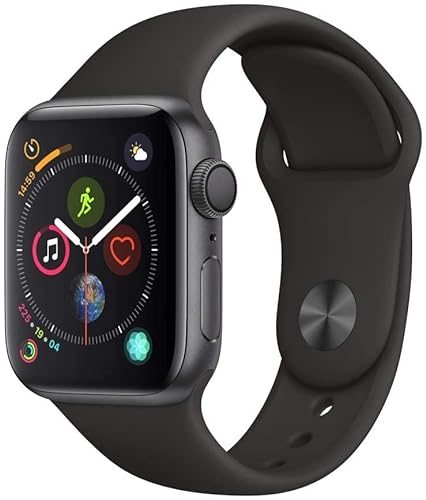 Apple Watch Series 4 44mm (GPS) - Aluminiumgehäuse Space Grau Schwarz Sportarmband (Generalüberholt)