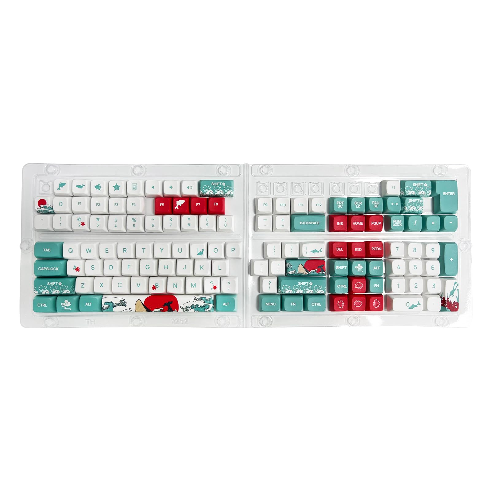 Full 125 Keys Keycaps XDA Profile PBT Keycaps Coral Sea Keycaps 5-Sided Dye-Sublimation ​Keycaps 125 Keycaps