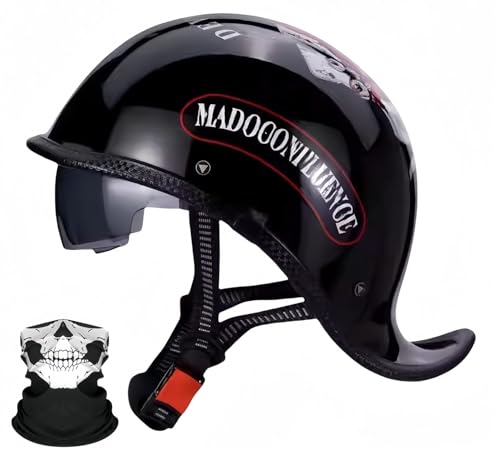 Motorrad-Halbhelm-Kappe, Motorrad-Roller, Moped, Offene Helme, Herren Und Damen, Moped-Helm, Motorrad, ECE-Zugelassener Vintage-Helm B,XL59-60CM