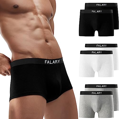 FALARY Unterhosen Männer Boxershorts Herren Baumwolle Retroshorts UnterwäSche Shorts Boxer Ohne Kratzenden Zettel Sportunterhosen für Herren 6er Pack（Schwarz/Weiß/Grau,XL）