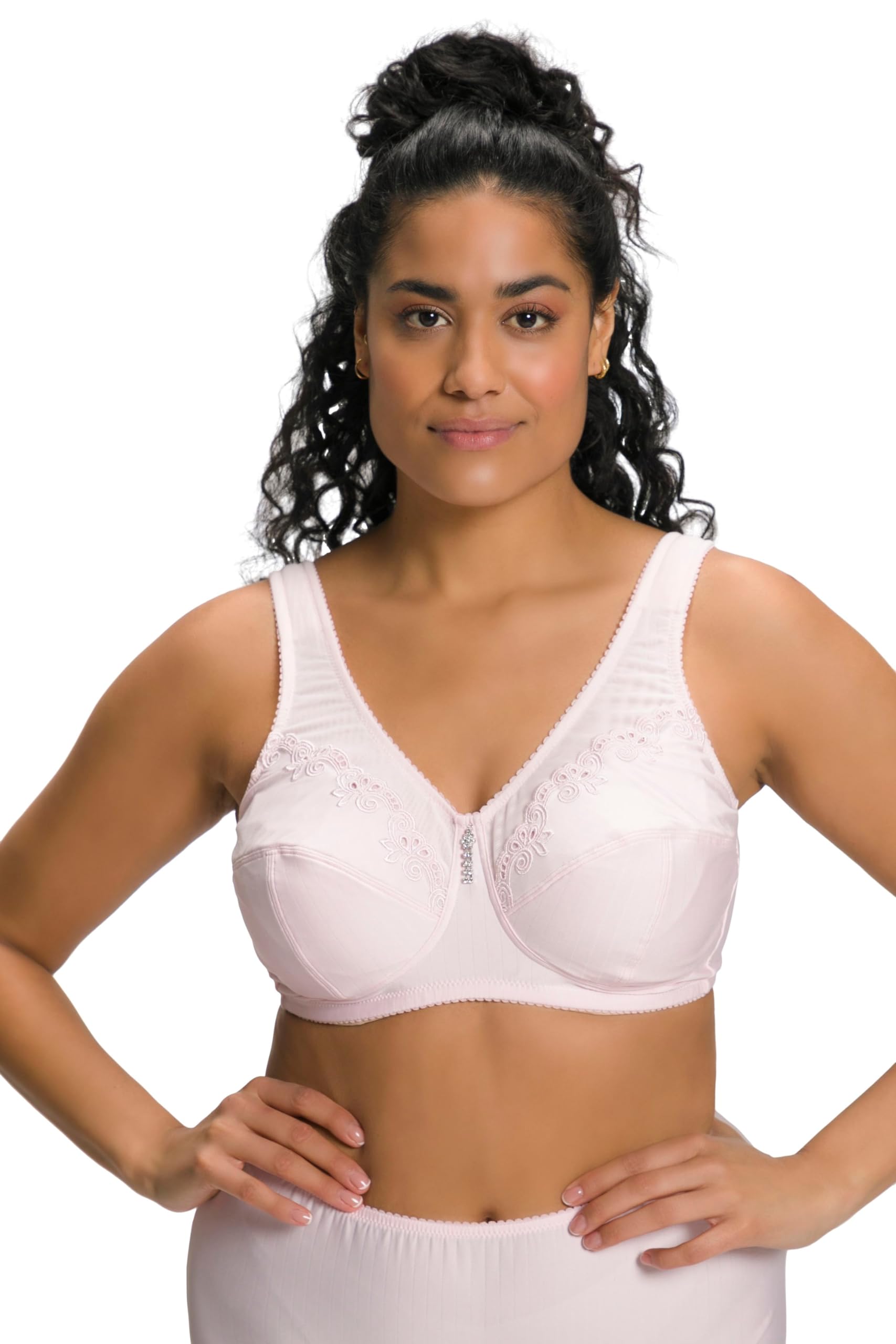 Ulla Popken Damen Entlastungs-BH, ohne Bügel, Strassanhänger, Cup C - G BRA, blütenrosa, 115E