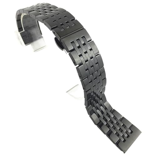 THBGTCNQ 2 in 1 gebogenes gerades Uhrenarmband aus Edelstahl, 16 mm, 18 mm, 20 mm, 22 mm, Uhrenarmband, Ersatzarmband(Black,20mm)