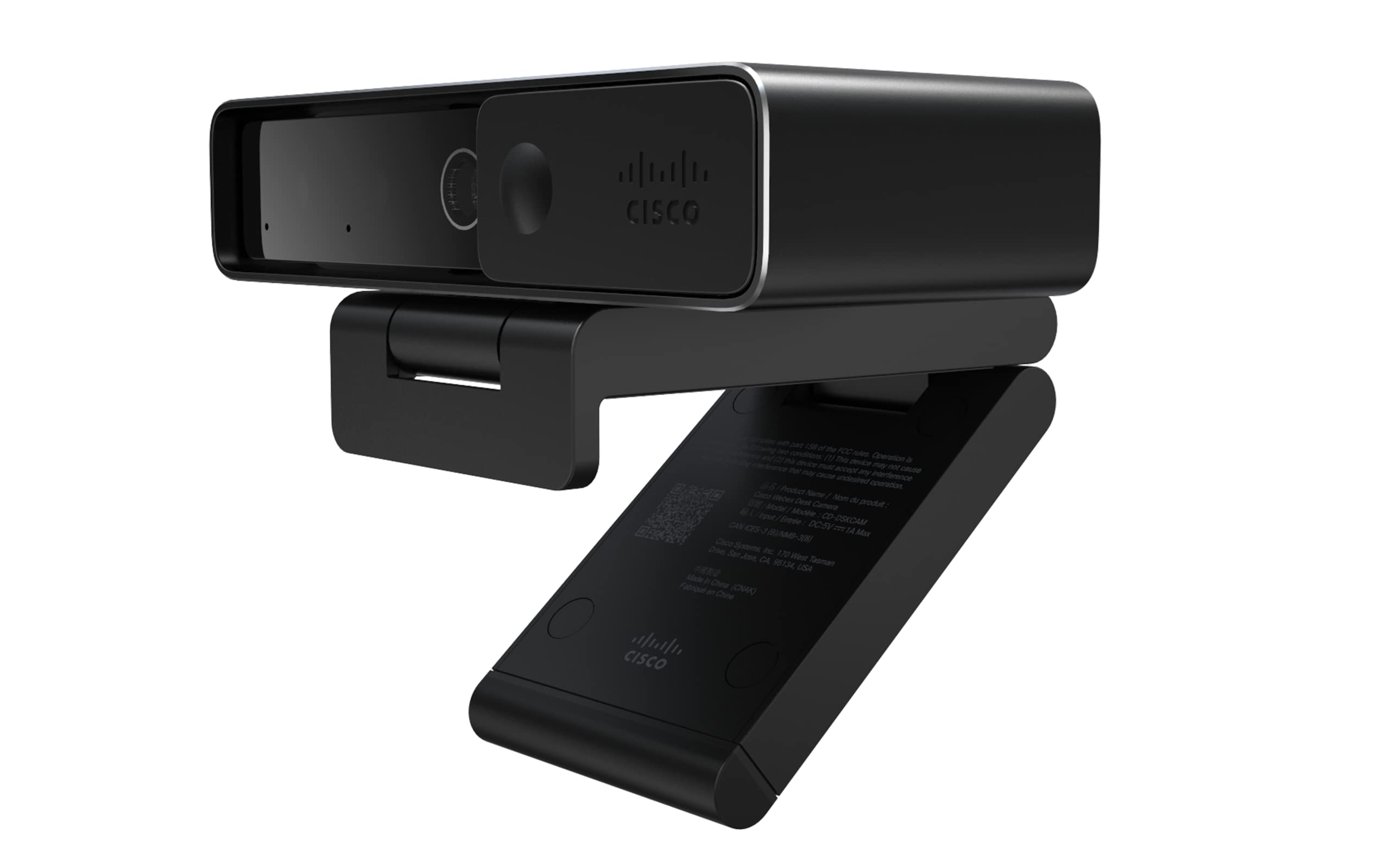 Cisco Webex Desk-Kamera mit bis zu 4K Ultra HD-Video, Doppelmikrofon, iHDR-fähige Leistung auch bei schlechter Beleuchtung, Carbon Black, 1 Jahr eingeschränkte Hardwaregarantie (CD-DSKCAM-C-WW)