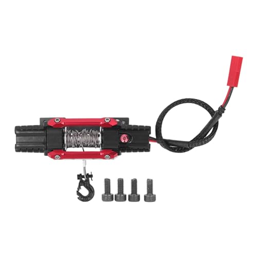 Wamsound RC-Winde, Aluminiumlegierung, elektrische Doppelmotor-Simulationswinde für Axial SCX10 90046 D90 1/10 RC-Auto, 6 bis 8 V (Rot)