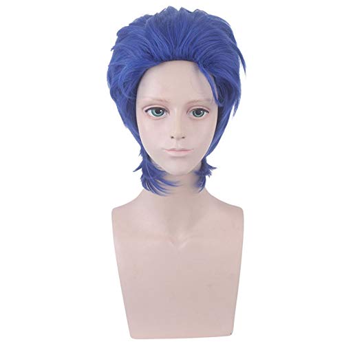 LINLINCD-Anime Coser Wig Jojo' s Bizarre Adventure Jonathan Joestar Männer Blue Perücken Cosplay Kostüm Hitzebeständig Kunsthaar Karneval Party Perru