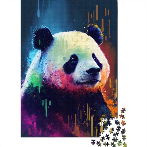 500 große Teile Puzzle für Erwachsene, Panda, buntes Holzpuzzle, Puzzle für Erwachsene, Teenager, Künstlersammlung, bildende Kunst, 52 x 38 cm