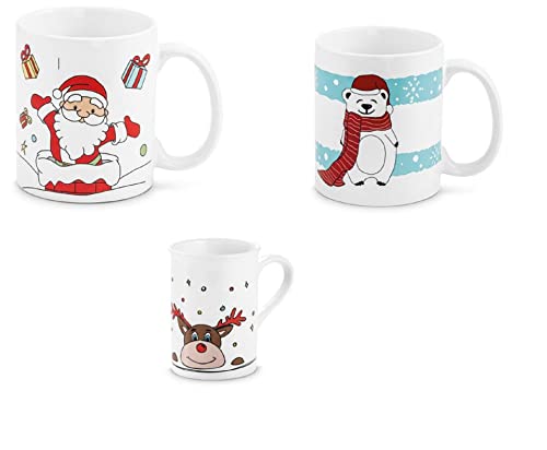 noTrash2003 3er Set Weihnachtsbecher für Kaffee, Tee od. Glühwein - dekoratives Tassen-Set zu Weihnachten, 350 ml