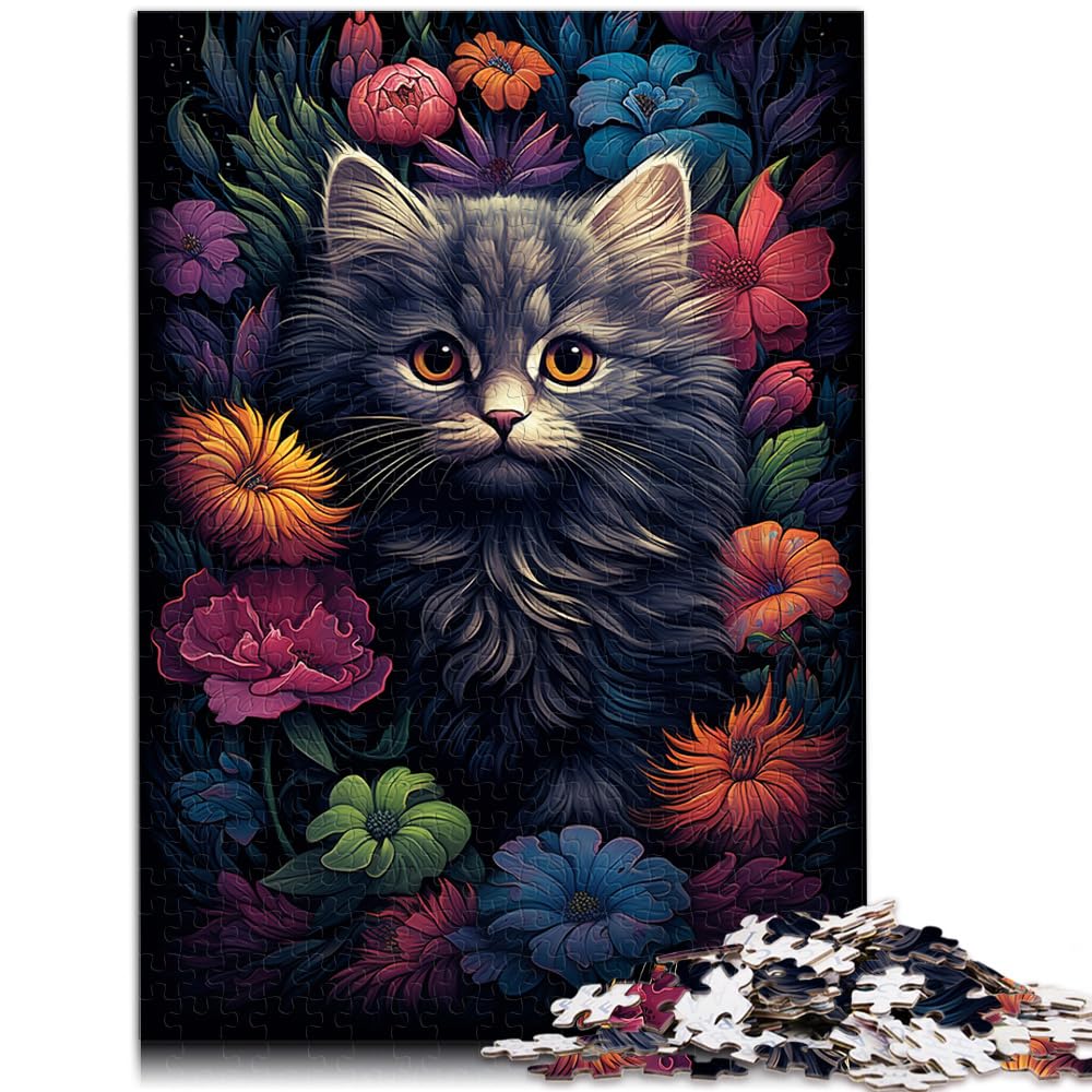 Puzzle für farbenfrohe Psychedelie süßer Kätzchen, 1000 Teile, für Erwachsene, schwieriges Puzzle, Holzpuzzle, lustige Familienspiele, 1000 Teile (50 x 75 cm)