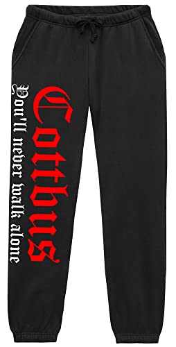 Cottbus Never Walk Alone Jogginghose | Cottbus Hose Herren Fussball Ultras Sport Freizeit | (XL)