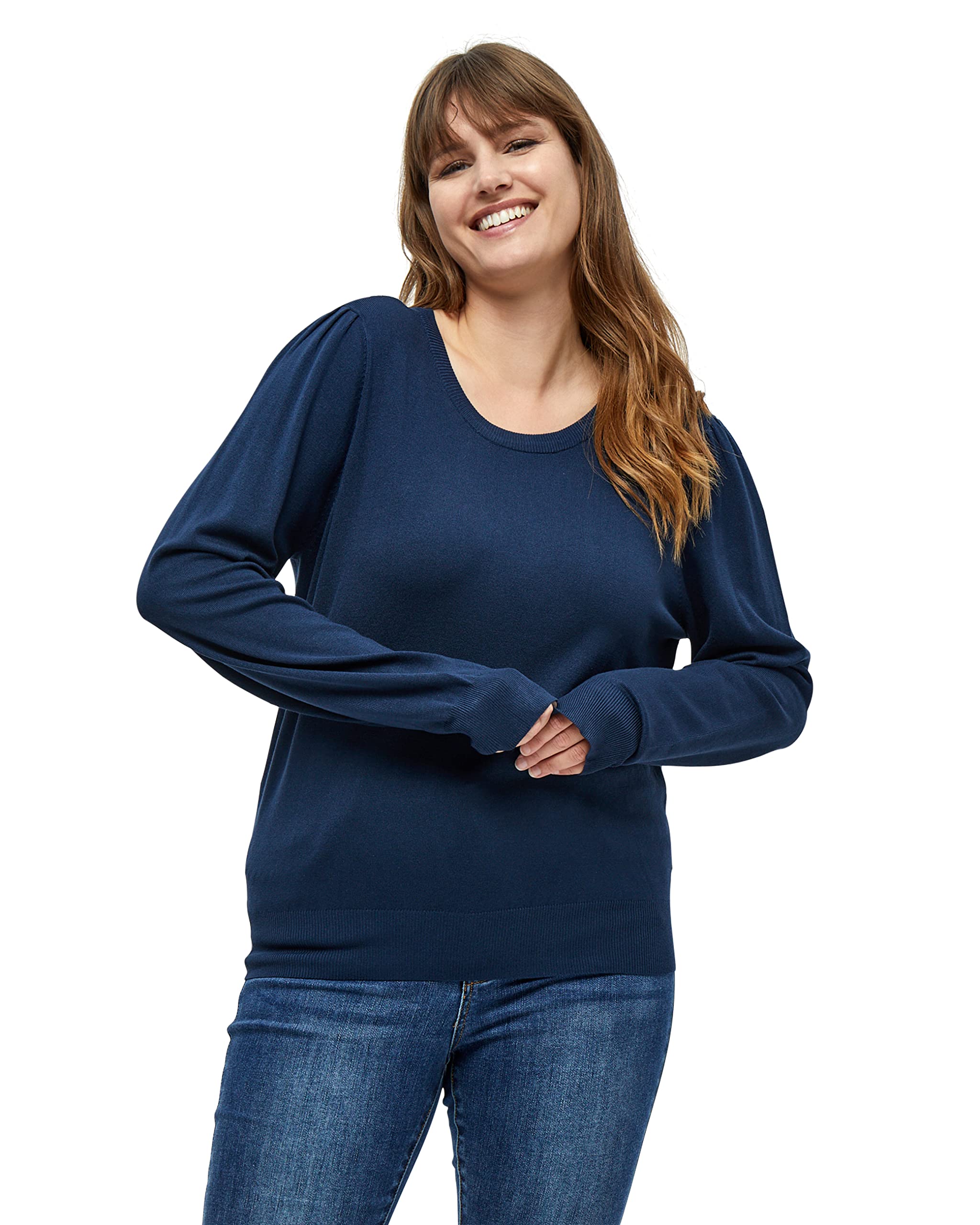 Peppercorn Tana Lange Puffärmel Kurve | Pullover Damen In Blau | Frühling Pulli Damen | Größe 50