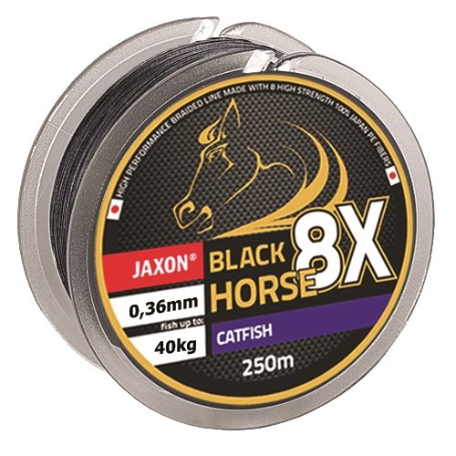 Geflochtene Schnur JAXON BLACK HORSE CATFISH Wels Wallerschnur Braided Line 250m (0,09€/m) (0,36mm/Tragkraft 40kg)