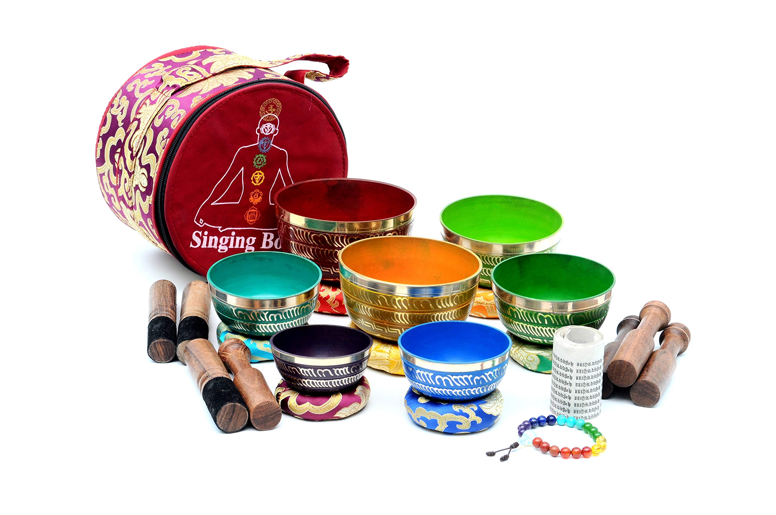 THE NEPAL 7 Chakra Healing Klangschalen Set Klangschalen Set 7 tibetische Klangschalen Set Chakra Healing Klangschalen Set von sieben Chakra Set