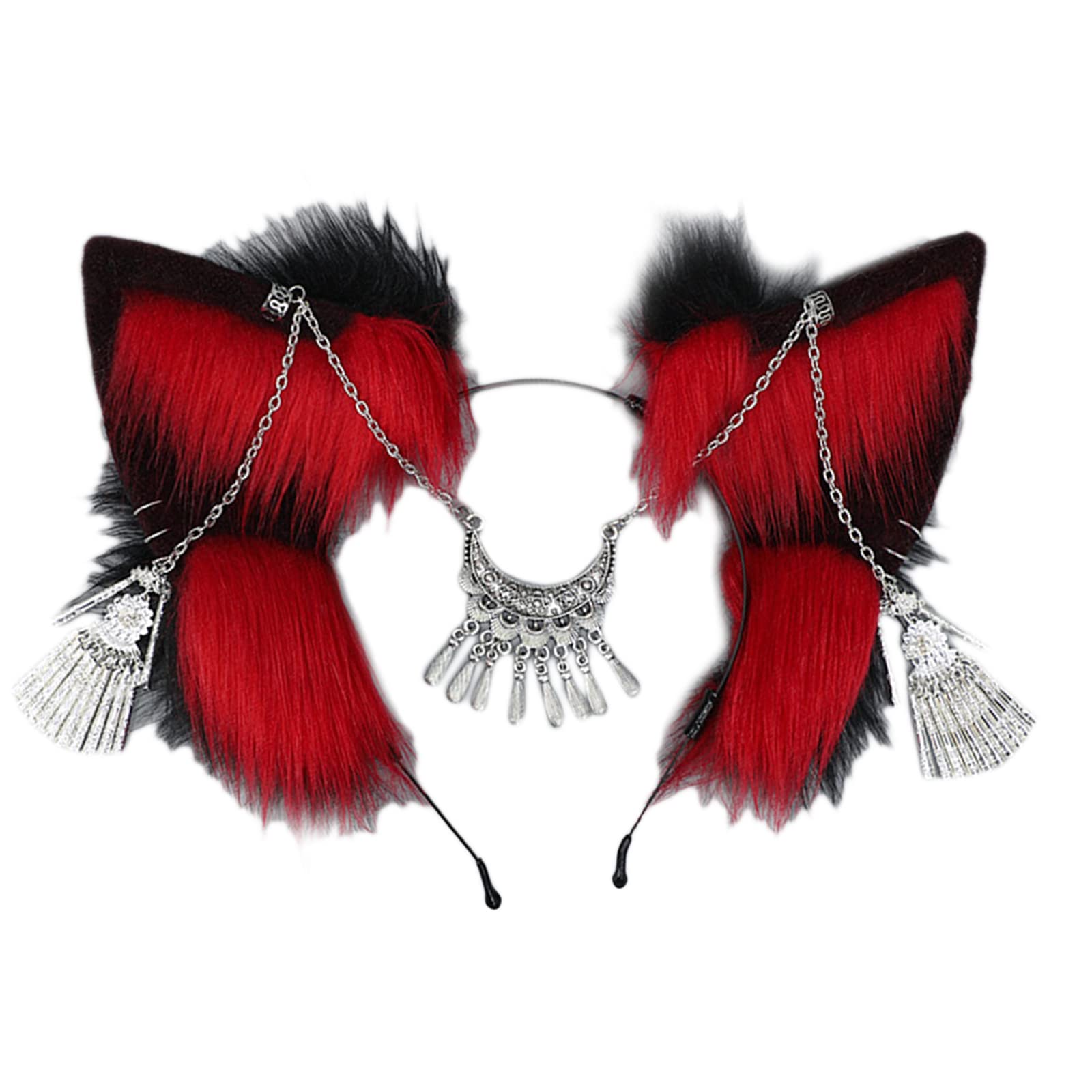 TAKOXIA Stirnband, ethnischer Stil, Fuchs-Ohren-Form, Stirnband mit Stirnkette, Dekor, Haarreifen für Erwachsene, Live-Übertragung, Ostern, Party, Kopfschmuck