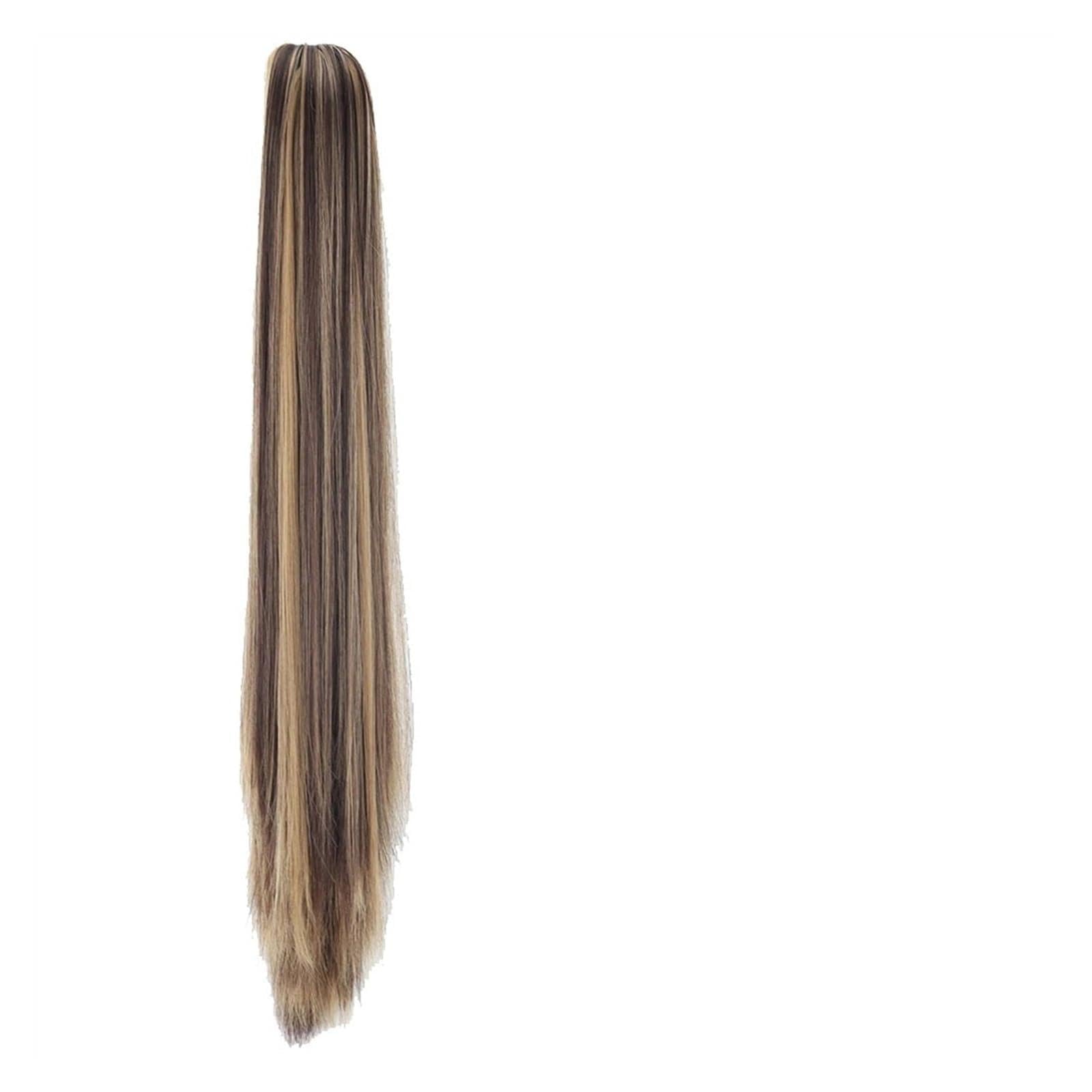 Pferdeschwanz Haarteil Long Ponytail Extension, 24" Straight Claw Clip Ponytail Hair Extensions Natural Looking Heat Resistant Synthetic Ponytail Hairpiece for Women Pferdeschwanz Haarverlängerung (C