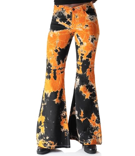 Comycom Damen Batik Schlaghose orange schwarz W36/L32