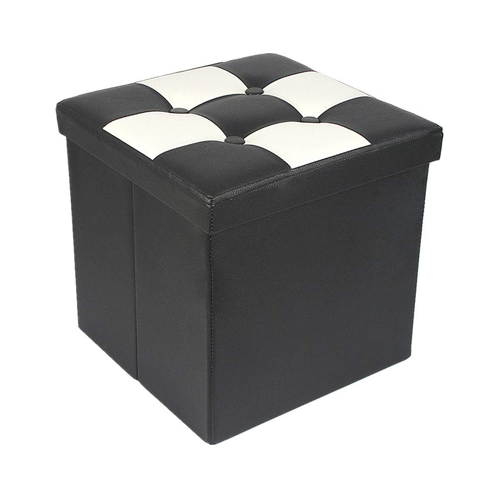 Rysmliuhan Shop sitztruhe mit stauraum sitzpuff Fußhocker Puffs graue Ottomane Hocker und Puffs Kleiner osmanischer Stauraum Hocker Aufbewahrung Fußschemel Black