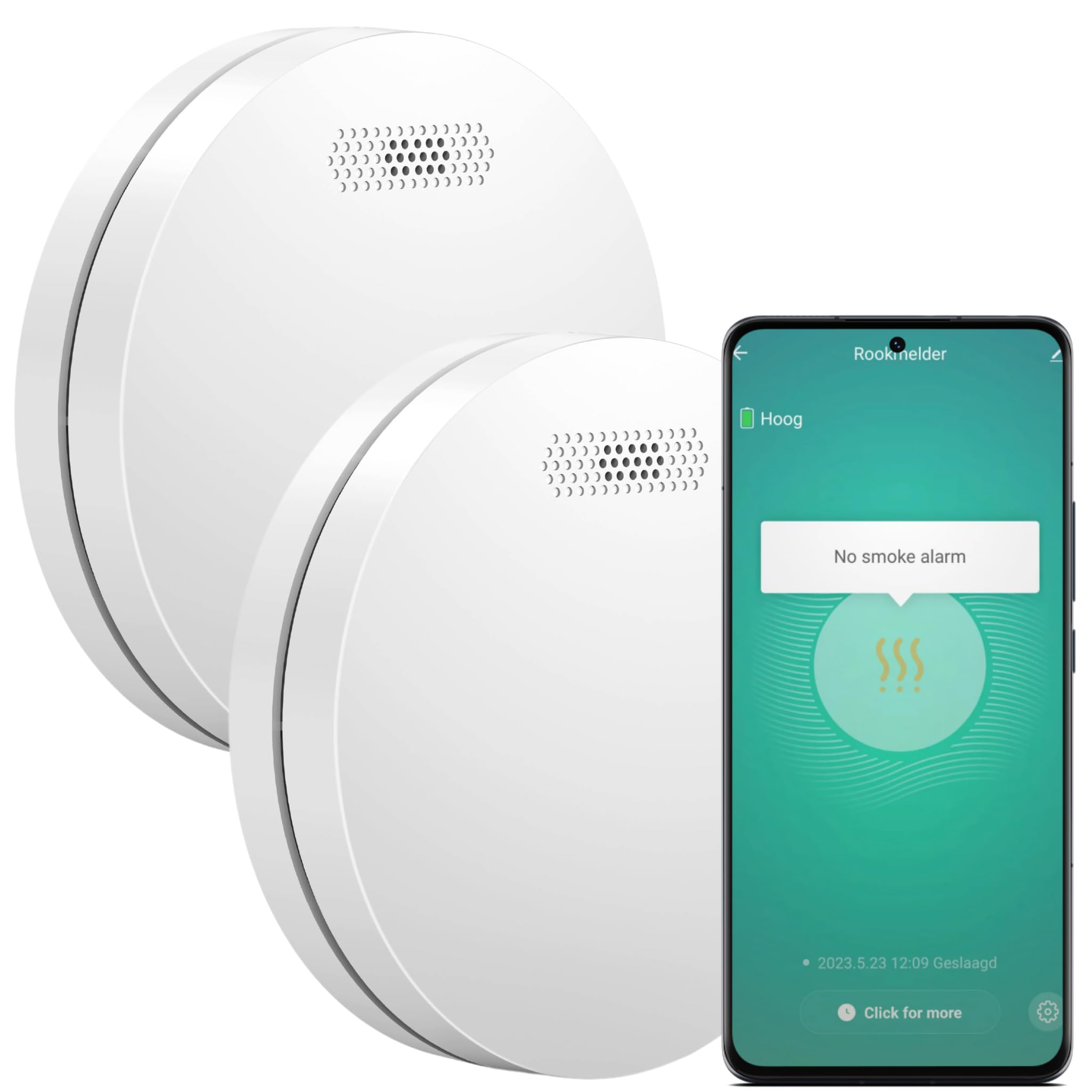 Aroha Smart Connect Rauchmelder WLAN - 10 Jahre Batterie - Feuermelder WLAN Vernetzt mit App Tuya & Smartlife, Smart Home - 2 Set