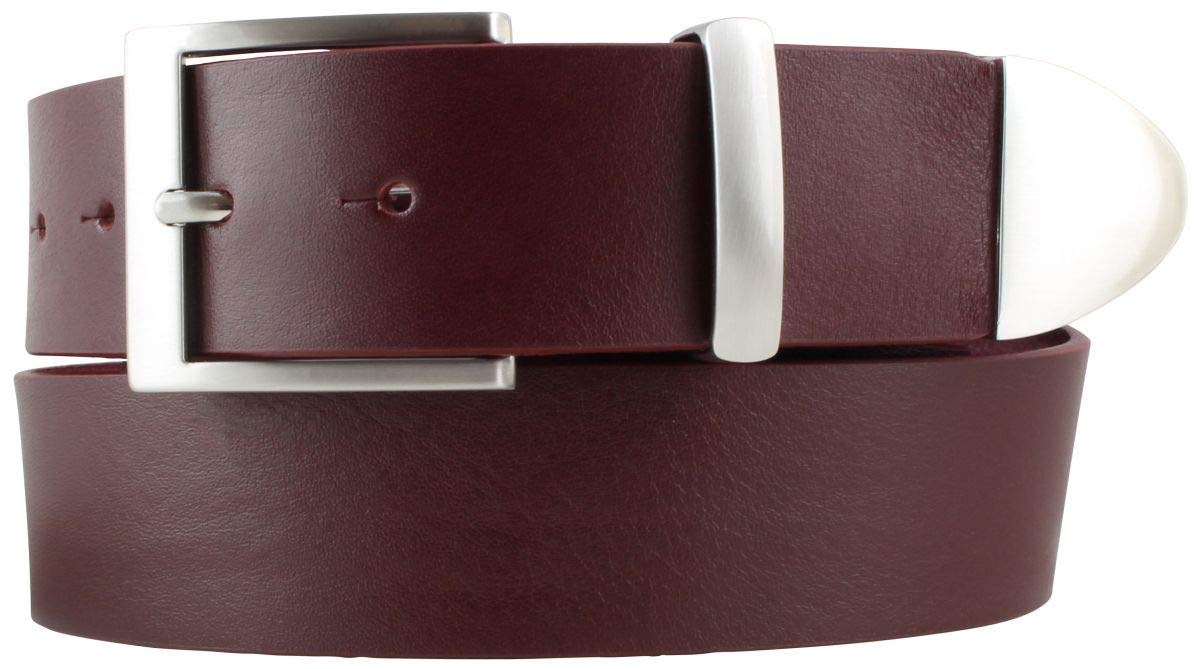 BELTINGER Gürtel aus Vollrindleder mit Spitze/Schlaufe aus Metall 4 cm | Jeans-Gürtel Damen Herren 40mm | Vollleder-Gürtel | Bordeaux 120cm