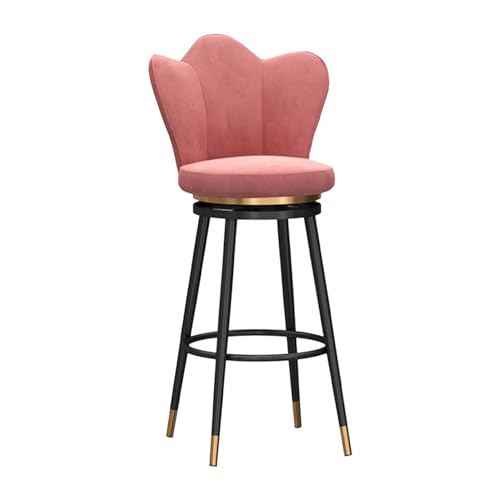 Moderne Barhocker mit niedriger Rückenlehne, mit Samt gepolsterte Barstühle mit schwarzem Metallrahmen, Barhocker in Barhöhe für Kücheninsel/Hausbar/Pub, Sitzhöhe 65 cm, Rosa, 1 STK Run forward