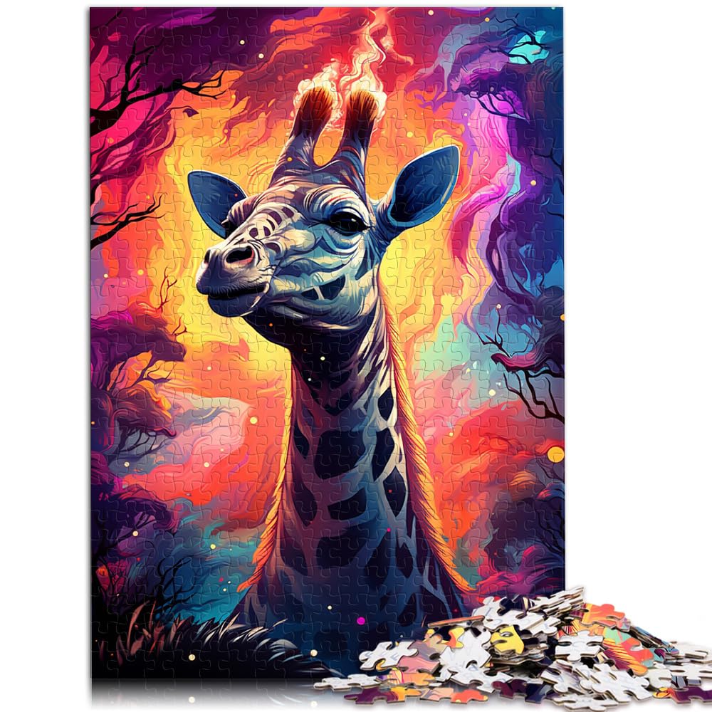 Puzzle zum Verschenken, farbenfrohe psychedelische magische Giraffe, 1000-teiliges Puzzle für Erwachsene, Holzpuzzle, Heimdekoration, Puzzlespielzeug, 1000 Teile (50 x 75 cm)