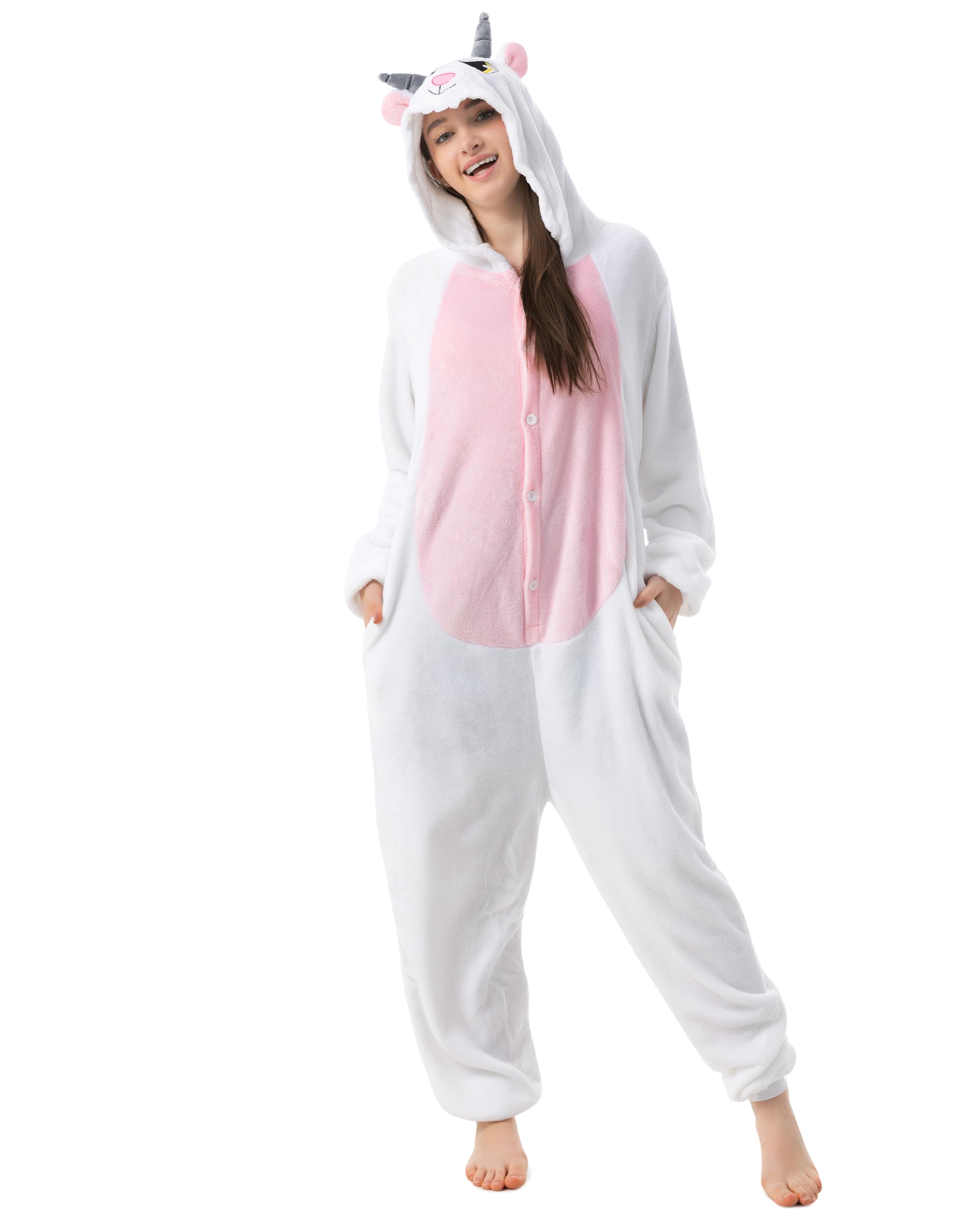 Katara 1744 (30+ Designs) Ziegen-Kostüm Goat, Unisex Onesie/ Pyjama-Qualität für Erwachsene & Teenager