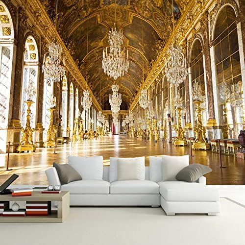 Golden Palace Lobby 3D Tapeten Wanddekoration Fototapete Sofas Wohnzimmer Wandbild Schlafzimmer-350cm×256cm