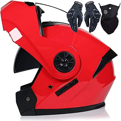 Motorradhelm Klapphelm Motorradabsturzmodulte Helm Für Erwachsene Männer Frauen,DOT/ECE Genehmigte Full Face Racing Motorrad Helm RollerHelm Mit Sonnenblende (Color : G, Größe : L=59-60cm)