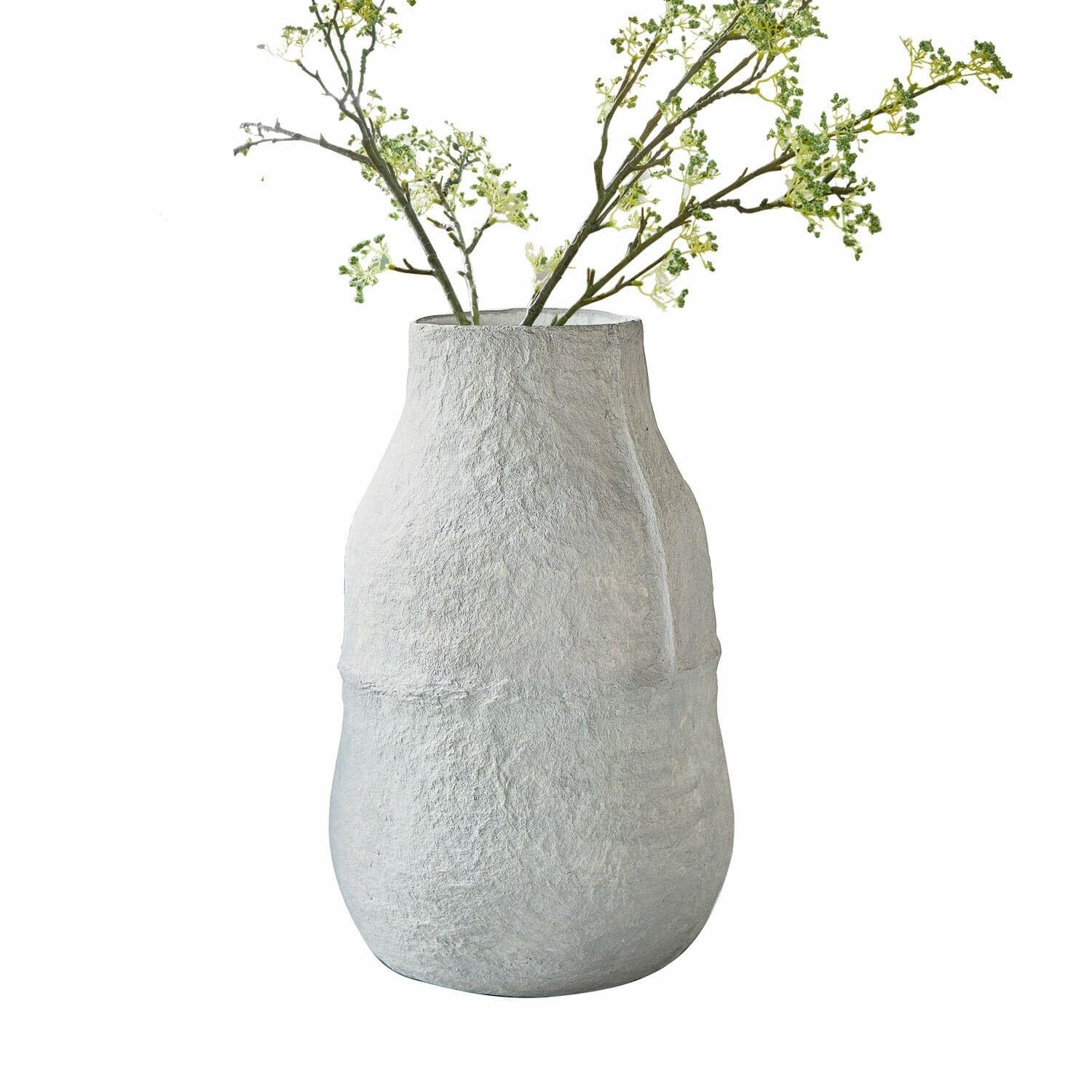 Loberon Vase Alaseja, lebendig strukturierte Oberfläche, nachhaltig & ökologisch, Bodenvase, Wohn-Accessoire, Baumwollfasern, hellgrau