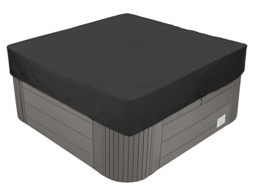 BaCover Quadratische Whirlpool-Abdeckung, 210D Oxford-Gewebe Wasserdicht Outdoor Spa Staubschutz Poolabdeckung,Schwarz,215x215x30cm