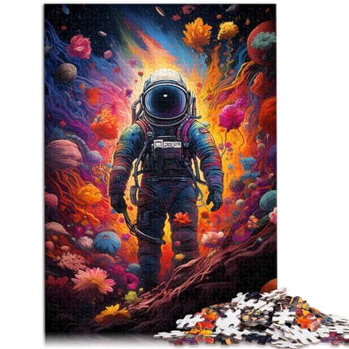 Puzzlespiel, farbenfroher Psychedelischer Blumenastronaut, 1000-teiliges Puzzle, Holzpuzzle, Wanddekoration, einzigartige Geburtstags, 1000 Teile (50 x 75 cm)