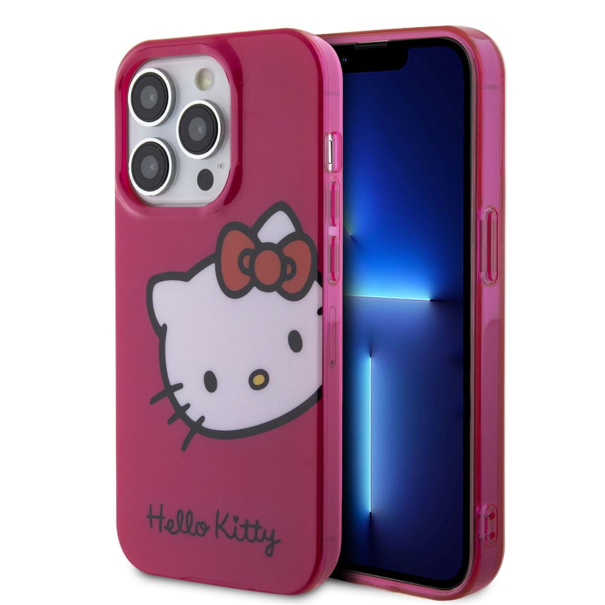 CG MOBILE Hello Kitty Rückseitenschutz für iPhone – Kitty Head – Rosa (iPhone 15 Pro)