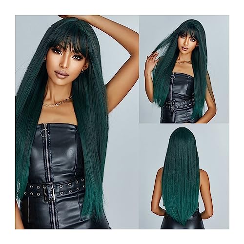 Perücken 65 cm/26 Zoll lange gerade synthetische Perücke mit Pony, gemischt graublond, Cosplay-Lolita-Perücke for Frauen, Party, Hochtemperatur-Faserhaar Damenperücke (Color : Wig-WL1085-2)