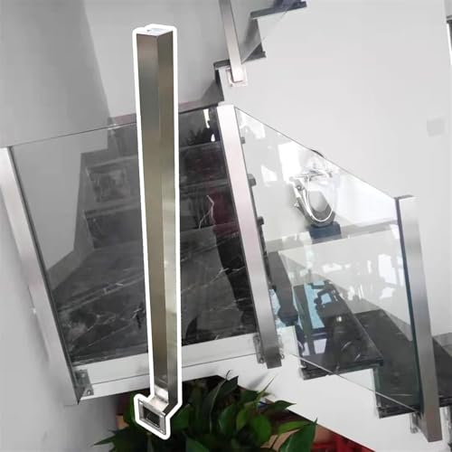 Edelstahl-Treppen-Glasgeländerpfosten-Seitenmontage, Innen-Außen-Glasbalustraden-Gebührenpfosten-Kit für Treppe/Flur/Balkon/Terrasse,Linker Endpfosten,H-70cm/27.6"