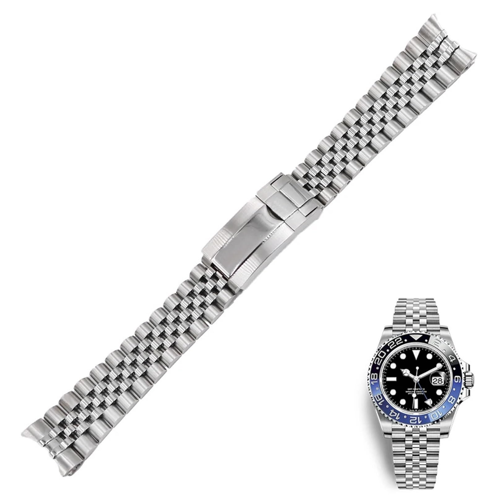 BANDKIT Ersatzarmband für Rolex GMT Master II 20 mm Edelstahl-Armband mit Austernverschluss, For GMT, Achat