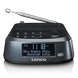 Lenco Radiowecker CR-605 - Digitales Uhrenradio mit DAB+ und PLL FM Radio - 2,6“ LCD-Display - 30 Senderspeicher für jeweils DAB+ und FM - Zwei Weckzeiten - Schlummer- und Dimmerfunktion - schwarz