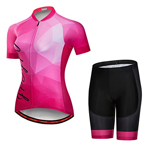 Hotlion Radtrikot Damen Sets Fahrradkleidung Frauen Kurzarm Sommer Fahrradbekleidung Rennrad Outfit JP2