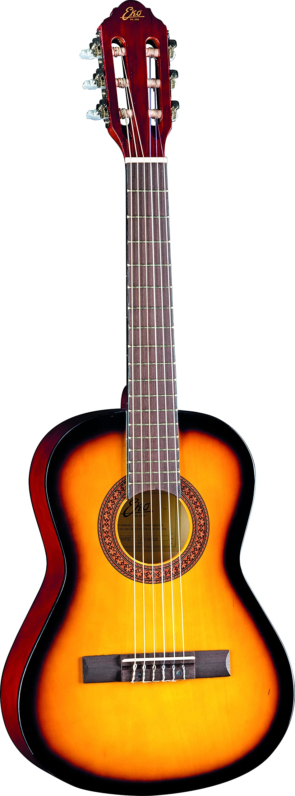 EKO GUITARS – CS-2 SUNBURST Klassikgitarre Studio-Serie, Maßstab 1/2, Farbe Sunburst