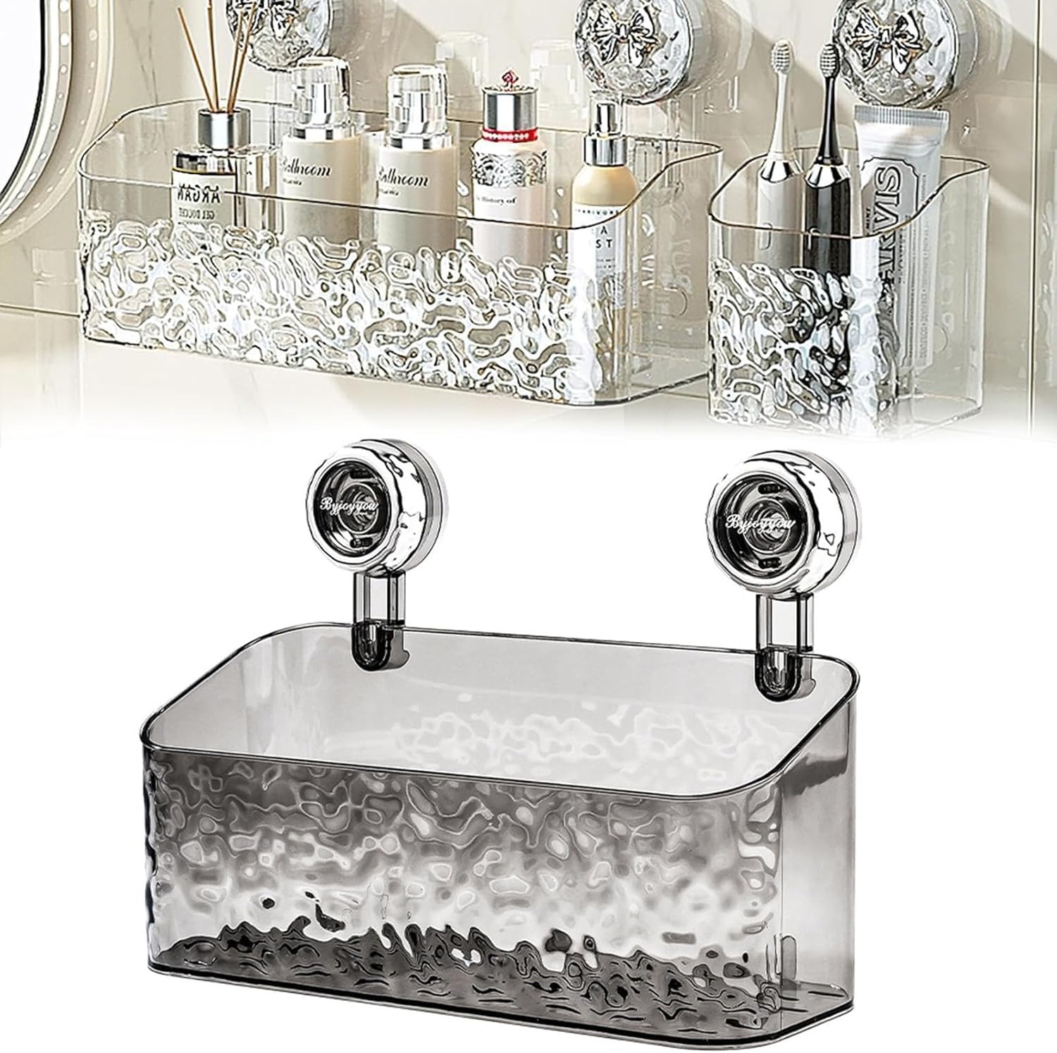 2024 Neues Saug-Dusch-Caddy-Set, abnehmbares, leistungsstarkes Saugnapf-Regal, wasserdichter Organizer-Duschkorb für Küche, Badezimmer, D