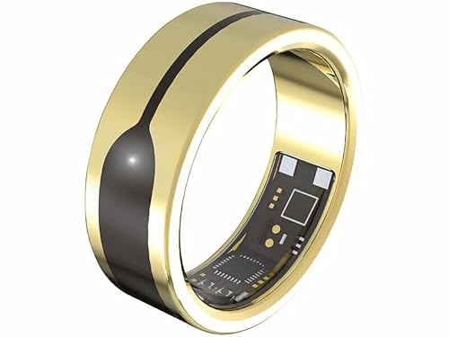 Newgen Medicals Finger-Ring: Fitnesstracker-Ring, Herzfrequenz- & SpO2-Anzeige, 2 mm, Gold, Gr. 57 (Fingerring Damen, Smart Ring)