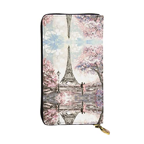 DMORJ Vintage Style Eiffelturm Paris Leder Lange Clutch Geldbörse: 19 x 10 cm Bequem Leicht Wasserdicht Langlebig Schönes Geschenk, Schwarz, Einheitsgröße, Schwarz , Einheitsgröße