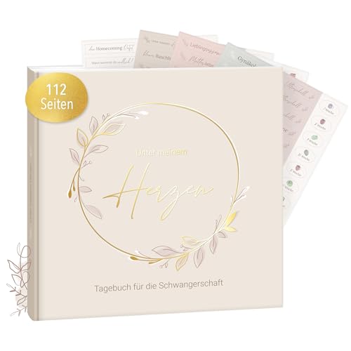 MINTKIND® Schwangerschaftstagebuch „Meine Schwangerschaft“ + Sticker Set I Hardcover Tagebuch zum Eintragen I Geschenk für Schwangere und werdende Mütter | Schwangerschaft Fotoalbum Baby Album